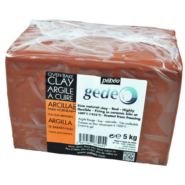 photo - Bloc d'argile à cuire - Rouge - Sculpture - Poterie - Modelage - 5 kg - Pébéo