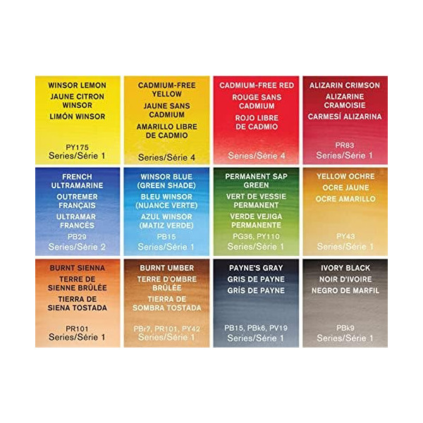 Peinture aquarelle - Boite de voyage - 12 demi-godets - Winsor et Newton - Avec accessoires