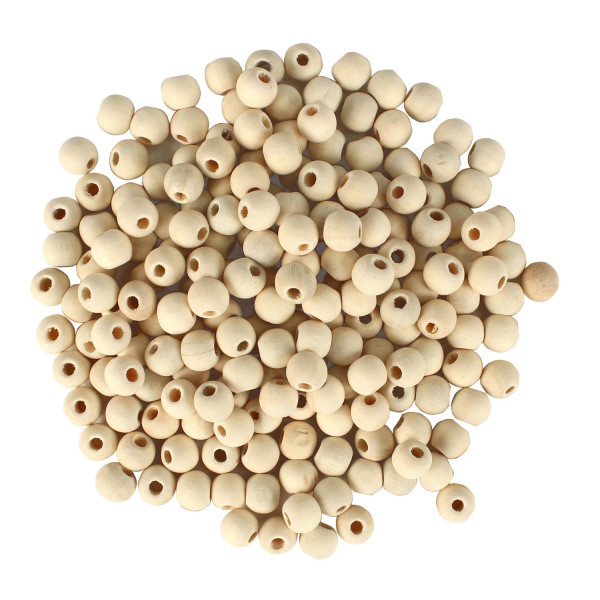 photo - Perles en bois brut - Rondes - 8 mm de diamètre - 35 g - Ctop