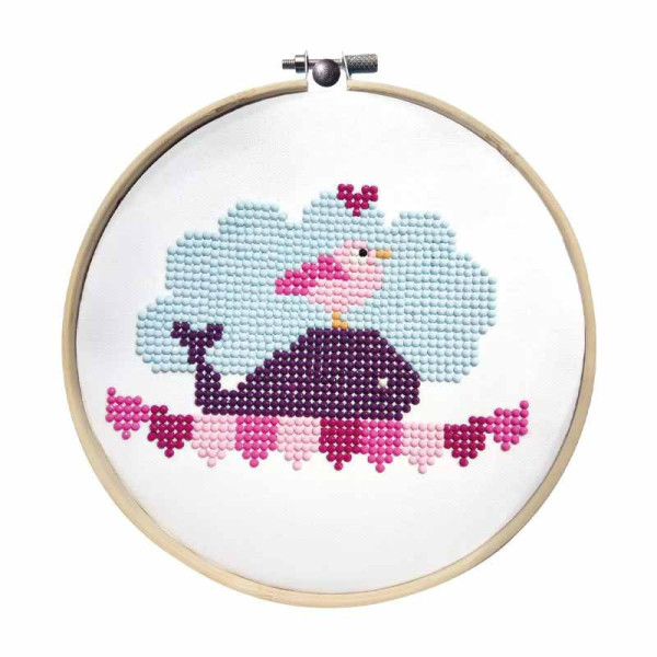 photo - Kit de diamond painting - Enfant - Baleine - Tambour à broder + toile + strass