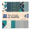 photo - Papier pour origami - Motif graphique - Bleu/Vert/Blanc - 15x15cm - 24 feuilles