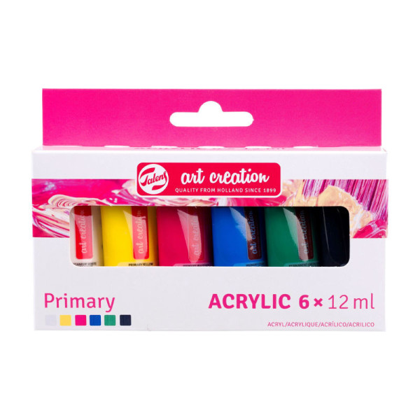 photo - Peinture acrylique - Couleurs primaires - 6 tubes de 12ml - Talens Art Creation