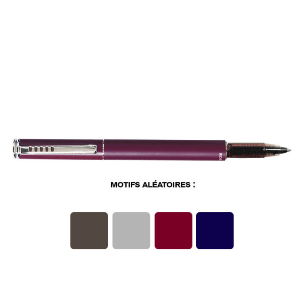 Stylo roller - Encre bleue effaçable - Rechargeable - Métal couleur - RollInk