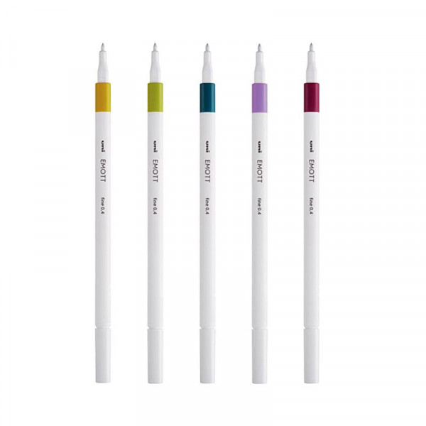 Coffret De Marqueurs Uni-Ball Emott - 5 Couleurs Vintage - Pointe Fine Pour Dessin Et écriture Précise