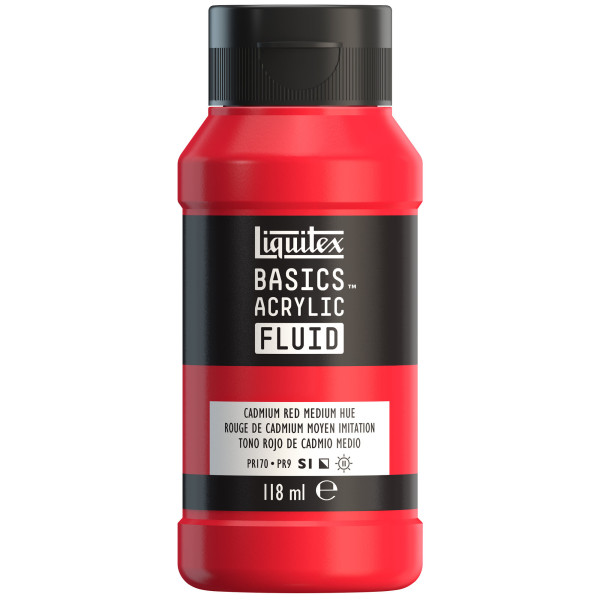 photo - Peinture acrylique - Fluide - Rouge cadmium moyen imitation - 151 - Liquitex - Basics Acrylic fluid - 118ml
