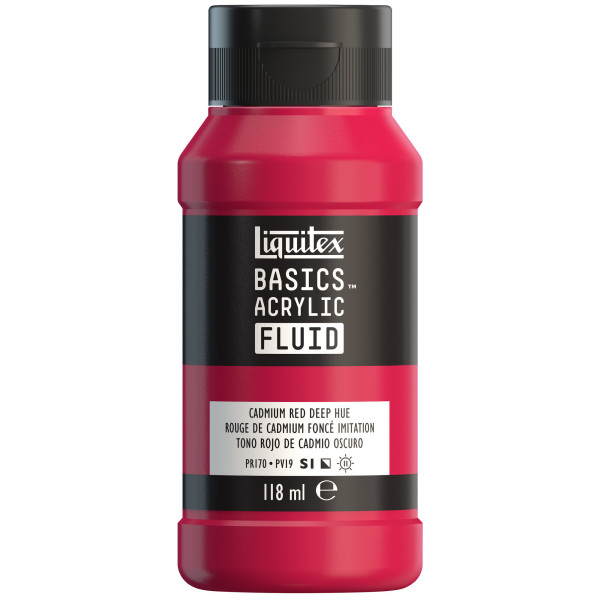 photo - Peinture acrylique - Fluide - Rouge cadmium foncé - 311 - Liquitex - Basics Acrylic fluid - 118ml