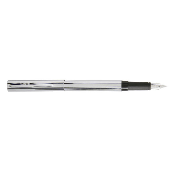 photo-Stylo plume - Encre bleue effaçable - Argent - Corps en métal - PlumInk
