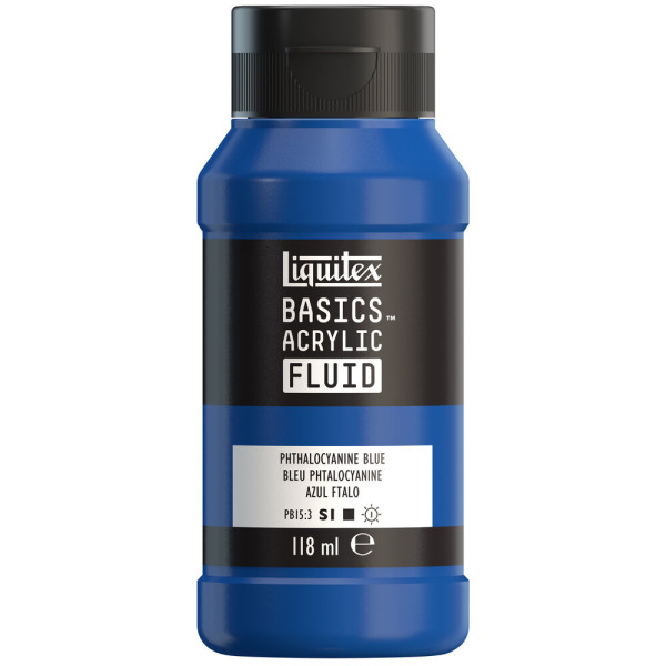 photo - Peinture acrylique - Fluide - Bleu phtalo - 316 - Liquitex - Basics Acrylic - 118ml
