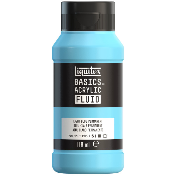 photo - Peinture acrylique - Fluide - Bleu clair permanent - 770 - Liquitex - Basics Acrylic fluid - 118ml