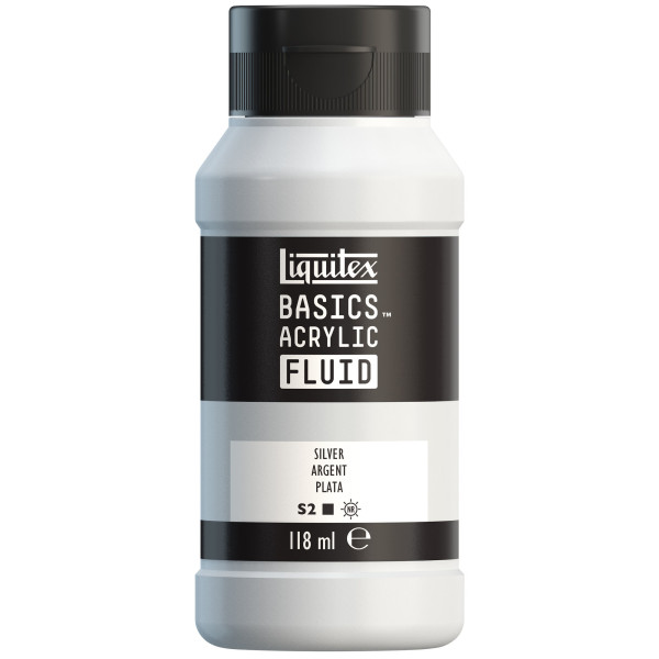 photo - Peinture acrylique - Fluide - Argent - 052 - Liquitex - Basics Acrylic fluid - 118ml