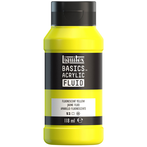 photo - Peinture acrylique - Fluide - Jaune fluo - 981 - Liquitex - Basics Acrylic - 118ml