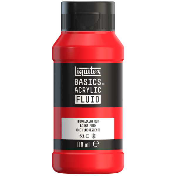 photo - Peinture acrylique - Fluide - Rouge fluo - 983 - Liquitex - Basics Acrylic - 118ml