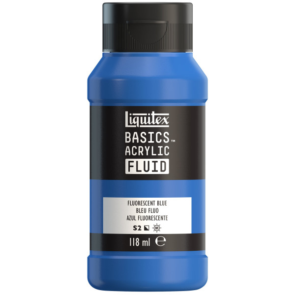 photo - Peinture acrylique - Fluide - Bleu fluo - 984 - Liquitex - Basics Acrylic fluid - 118ml
