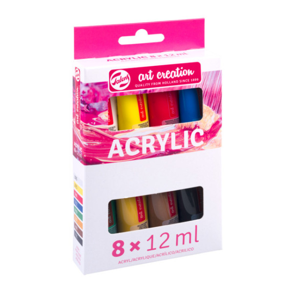 Peinture acrylique - 8 tubes - 12 ml - Assortiment couleurs - Art Creation