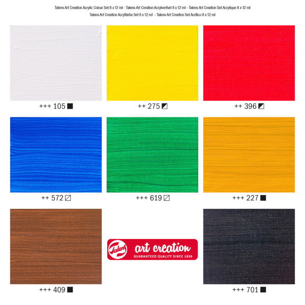 Peinture acrylique - 8 tubes - 12 ml - Assortiment couleurs - Art Creation