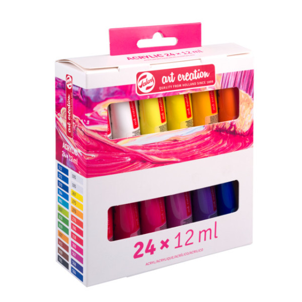 Peinture acrylique - 24 tubes de 12 ml - Art creation - Couleurs assorties