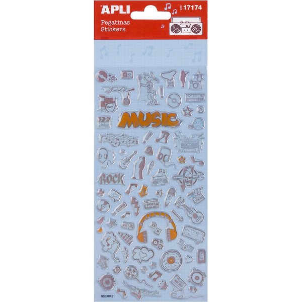 photo - Stickers - 3D - Relief - Instruments de musique - Autocollant - Apli
