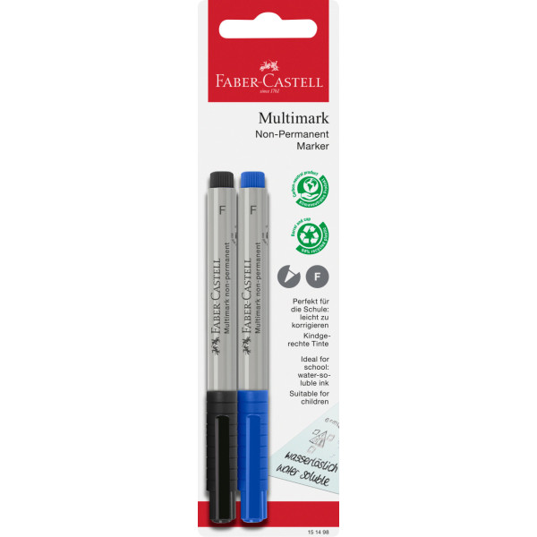 photo - Feutres - Noir et Bleu - Indélébile - Tous supports - Faber-Castell