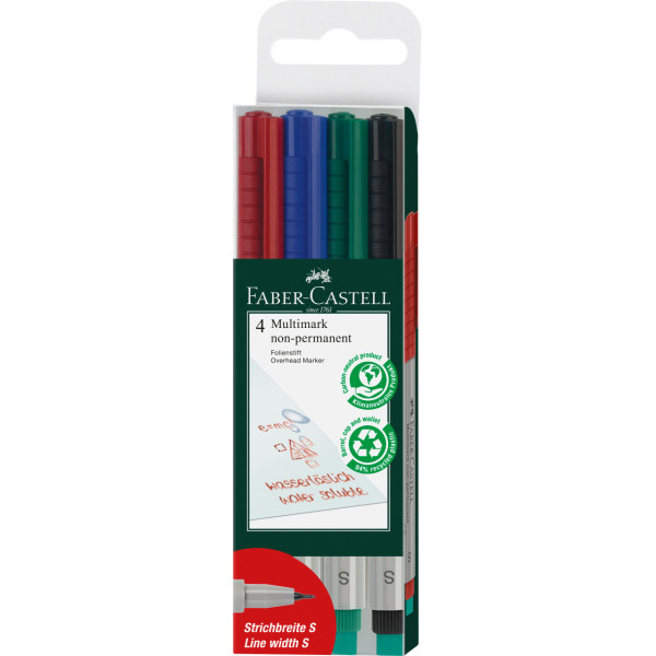 photo - 4 feutres - Non permanent - Pointe extra fine - Faber-Castell - Multimark