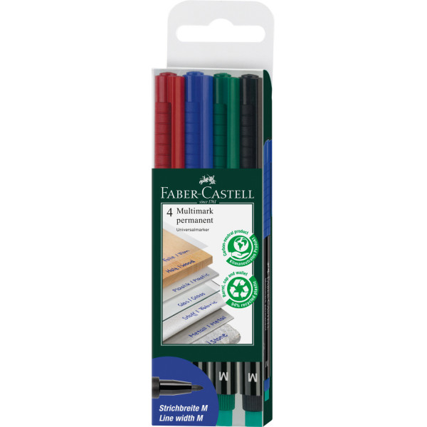 photo - 4 feutres - Indélébile - Permanent - Pointe moyenne - Faber-Castell - Multimark