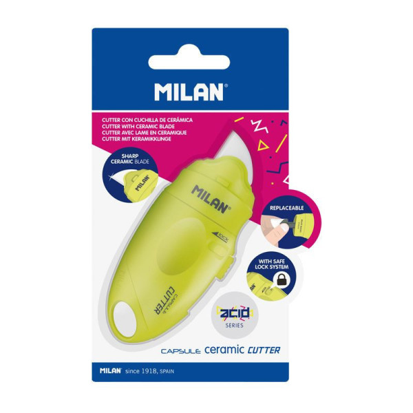 photo - Petit cutter - Ergonomique - Lame céramique - Loisirs créatifs - Bureau - Jaune