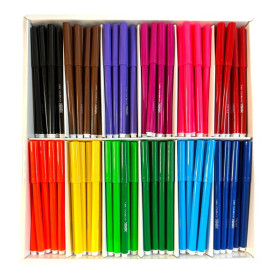 Feutres de coloriage - Boîte de 144 feutres - 12 x 12 couleurs - Pointe large - Ulmann