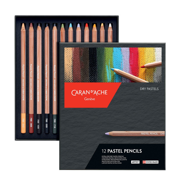 photo - 12 crayons de couleur - Pastels secs extra fins - Caran d'Ache - Pastel Pencil