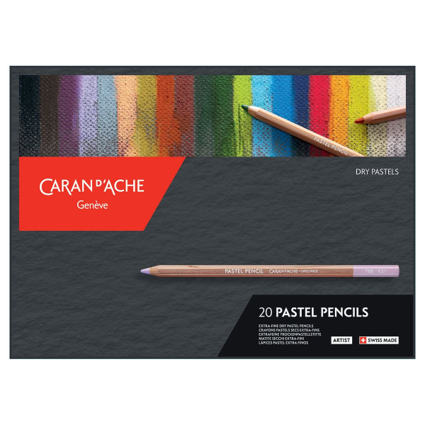 20 crayons de couleur - Pastels secs extra fins - Caran d'Ache - Pastel Pencil