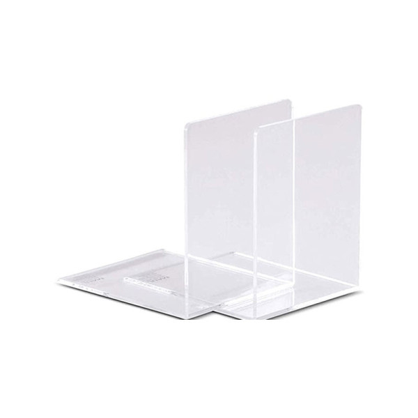 Serre-livres - Transparent - Paire de 2 - 12x12x17cm - Pour bureau, bibliothèque