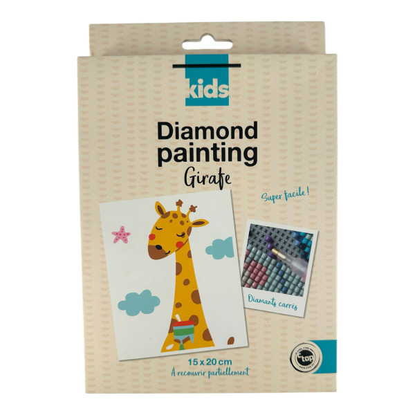 Kit de diamond painting - Enfant - Girafe - 15x20cm - Loisirs créatifs