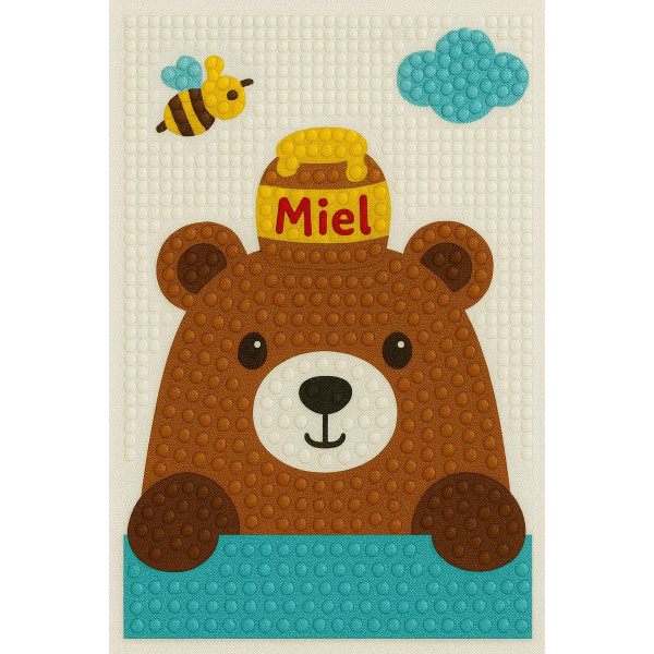 photo - Kit de diamond painting - Enfant - Ours - 15x20cm - Loisirs créatifs