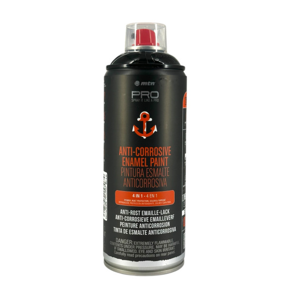 Bombe de peinture - Noir - RAL 9005 - Anti corrosion - Apprêt, protège, colore et vernis - MTN PRO