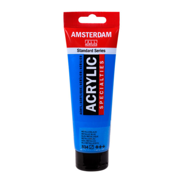 photo - Peinture Acrylique en tube - Bleu métallique - 834 - Amsterdam - 120ml