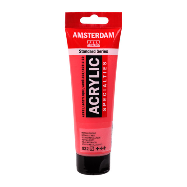 photo - Peinture acrylique - Rouge métallique - 832 - Amsterdam - Tube de 120ml