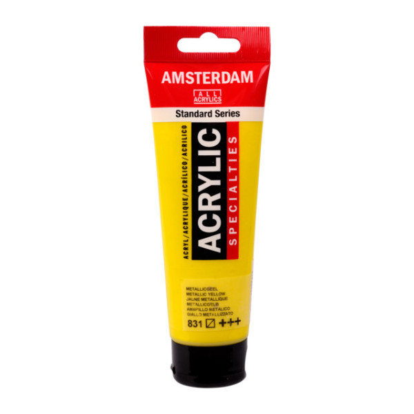photo-Peinture acrylique - Jaune métallique - 831 - Amsterdam - Tube de 120ml