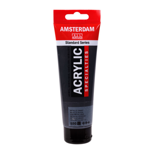 photo-Peinture acrylique - Noir métallique - 850 - Amsterdam - Tube de 120ml