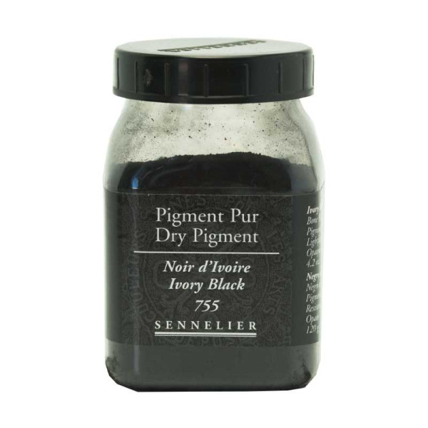 photo-Pigment en poudre - Sennelier - Noir d'Ivoire - Pot de 200 ml