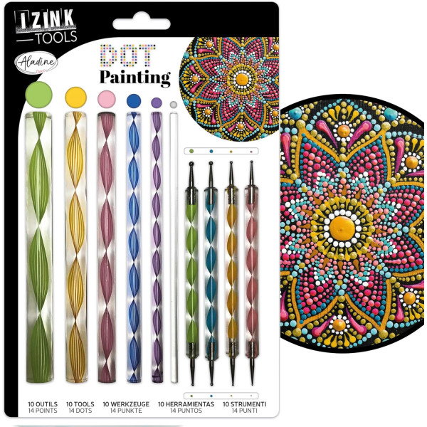 Dot painting - Accessoires + embouts - 24 pièces - Peinture créative - Aladine