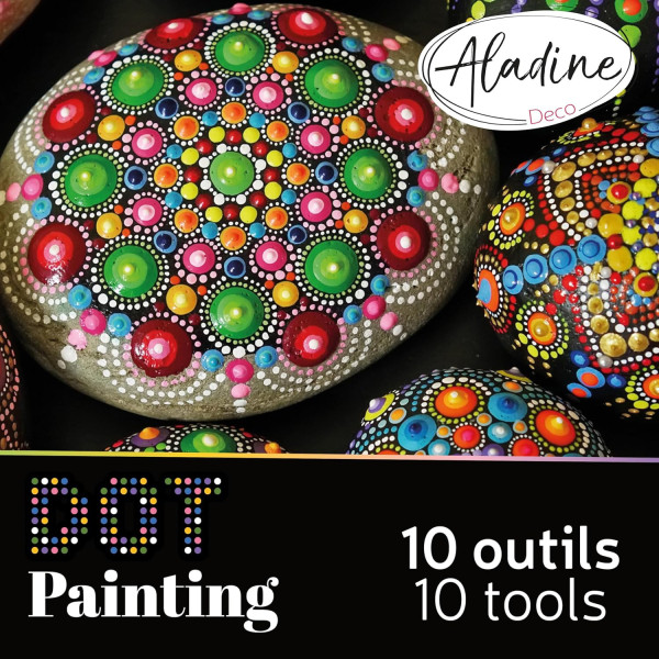 Dot painting - Accessoires + embouts - 24 pièces - Peinture créative - Aladine
