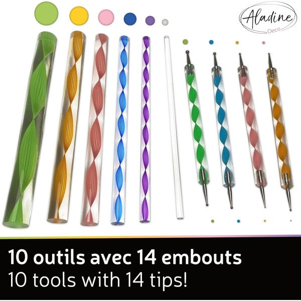 Dot painting - Accessoires + embouts - 24 pièces - Peinture créative - Aladine