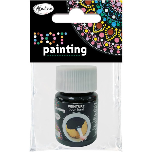 photo-Peinture - Noir - Pour fond de dot painting - Mandala - Flacon de 15ml - Aladine