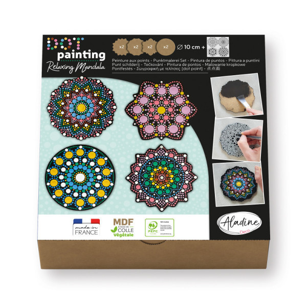 photo-Coffret - Dot painting - 8 formes + support + peintures + accessoires - Aladine