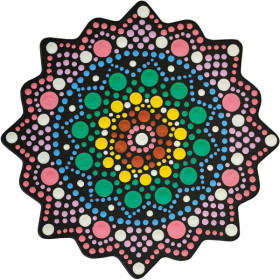 Pochoir - Pour dot painting - Mandala - 10cm - Forme en bois + support - Aladine