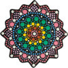 Pochoir - Pour dot painting - Mandala - 10cm - Forme en bois + support - Aladine