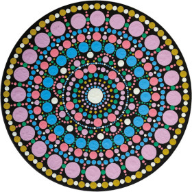 Pochoir - Pour dot painting - Mandala - 20cm - Forme en bois + support - Aladine