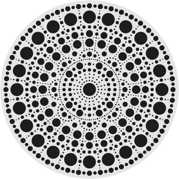 Pochoir - Pour dot painting - Mandala - 20cm - Forme en bois + support - Aladine