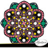 Pochoir - Pour dot painting - Mandala - 20cm - Forme en bois + support - Aladine