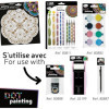Pochoir - Pour dot painting - Mandala - 20cm - Forme en bois + support - Aladine