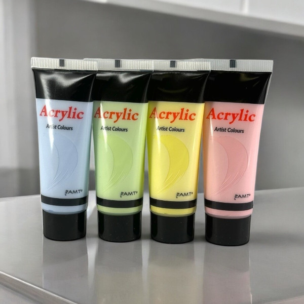 photo - Peinture acrylique - Couleurs pastel - 4 tubes de 22ml - Set d'initiation - AMT