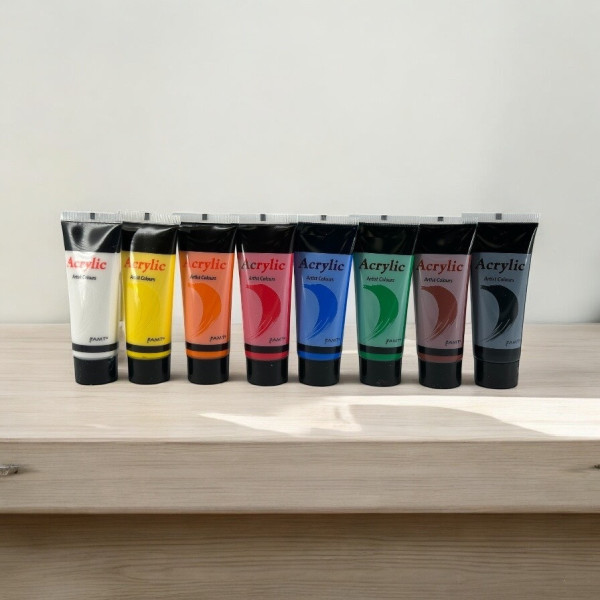 Peinture acrylique - Couleurs standard - 8 tubes de 22ml - Set d'initiation - AMT